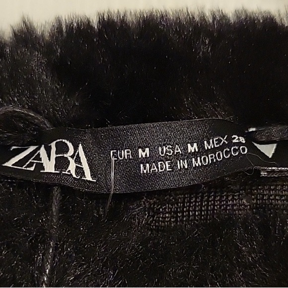 Zara Faux Fur Quilted Black Pullover - Picture 14 of 16